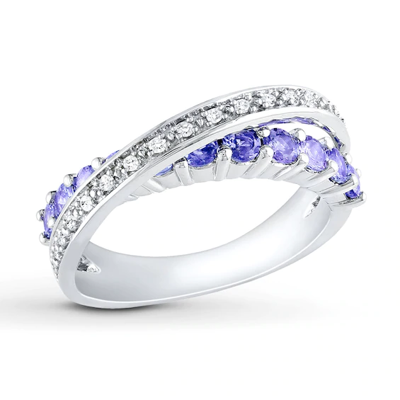 Tanzanite Ring 1/10 ct tw Diamonds Sterling Silver